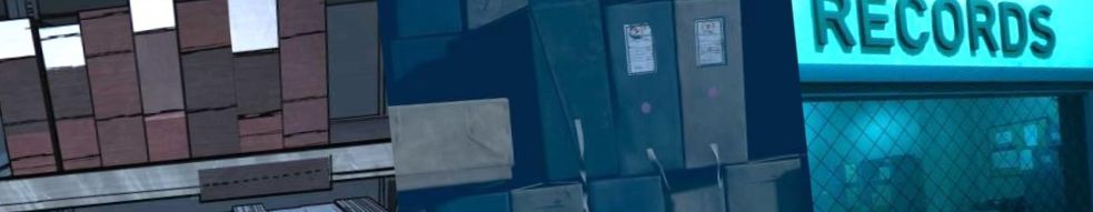 banner image with photos of records storage from video games